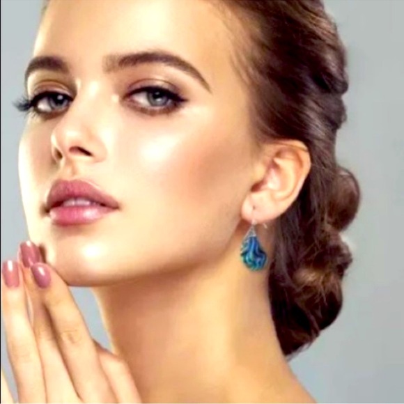 NEW! 🐚🏝️ .925 STAMPED STERLING SILVER GENUINE ABALONE SHELL DROP EARRINGS - Picture 2 of 5